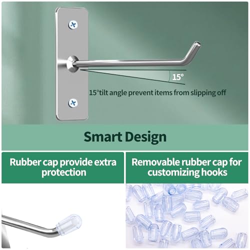 40 Pcs Stainless Steel Wall Mounted Hooks with Protective Caps and Screws, 2" 4" 6" 8" Coat Bag Hat Utility Hook, Garage Tools Storage Organizer & Hanger for Office Kitchen Home Shop - size: 2", 4", 6", 8"