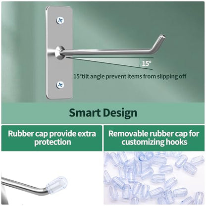 40 Pcs Stainless Steel Wall Mounted Hooks with Protective Caps and Screws, 2" 4" 6" 8" Coat Bag Hat Utility Hook, Garage Tools Storage Organizer & Hanger for Office Kitchen Home Shop - size: 2", 4", 6", 8"