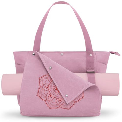 Gonex Yoga Mat Bag For Women Canvas Tote Pilates Gym Bag With Mat Carrier - color: Pink, size: Classic (15.5×5.5×14.5inch)