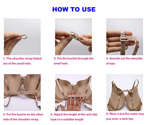 Women's Non-slip Adjustable Elastic Bra Strap Clips Holder-3 Packs - color: Skin Color