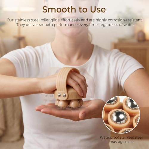 Wooden Handheld Massager, 2-Pack Multi-Roller for Body Contouring
