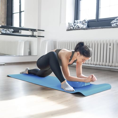 BalanceFrom 7-Piece Yoga Set with 71x24x0.5 Inches Extra Thick Mat and Carrying Sling – Includes 2 Blocks, Stretch Strap, 2 Towels, and Knee Pad for Home, Studio, and Gym Workouts - color: Blue