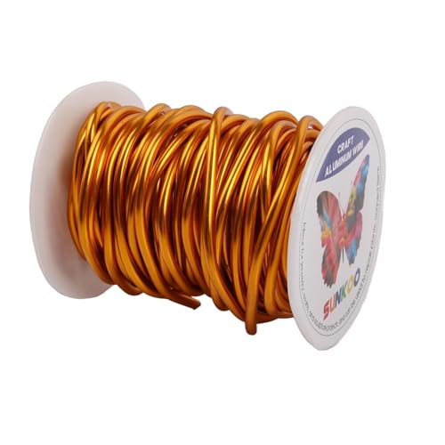 Aluminum Craft Wire,8 Gauge (3mm) Golden Yellow Bendable Wire,32 Feet Continuous Roll for Jewelry Making,Sculpting,Floral & Armature Projects - size: 8 Gauge 32FT, style: Golden Yellow