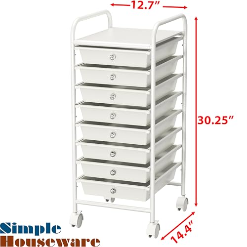 Simple Houseware 8 Drawers Rolling Utility Cart Art Craft Storage, White - color: White, size: 8 Drawers