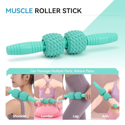 5 in 1 Foam Roller Set, High Density Patented Exercise Roller - color: Tiffany Green