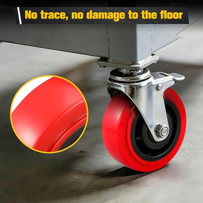 6 Inch Wheels,Heavy Duty Replacement Wheels,Caster Set of 4 Load 4000 Lbs | Polyurethane Surface TPE Casters,Dual Ball Bearings,Heavy Duty Wheels Replace,for Replace Flatbed Cart & Trolleys Wheels - size: 6 INCH