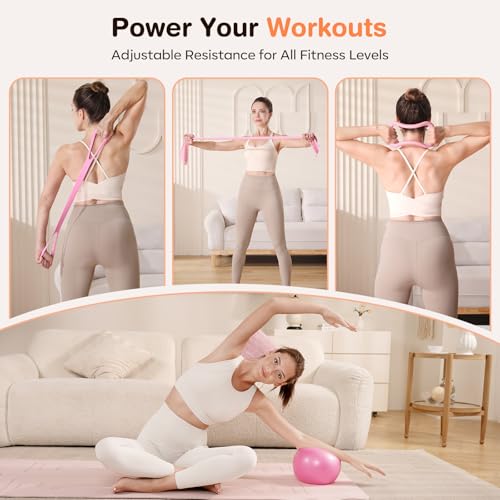 Pilates Kit 13Pcs Home Pilates Essentials Workout Kit with 13" Ring, 10" Ball and Resistance Bands for Women at Home Pilates Equipment Set for Beginners