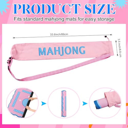 34 Inch Mahjong Mat Bag Storage Holder,Pink,Cute - color: Pink, style: Cute