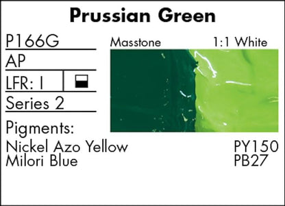 Grumbacher Pre-Tested Oil Paint, 37ml/1.25 Ounce, Prussian Green (P166G) - color: Prussian Green