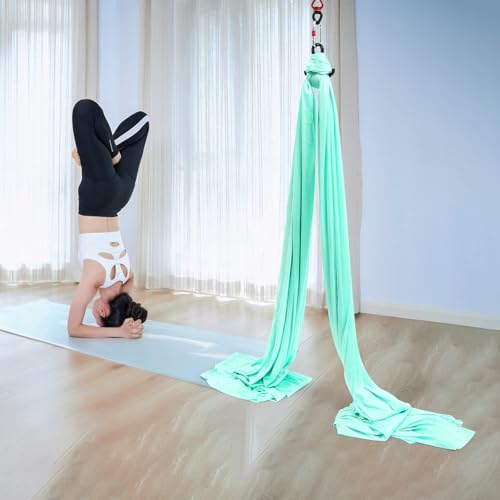 Aerial Silks Equipment for Aerial Yoga Aerial Dance Acrobatic Circus Arts Soft Durable Yoga Hammock Aerial Rig for All Skill Levels Load Capacity 440LB Black - color: Green-16.4*8.53FT