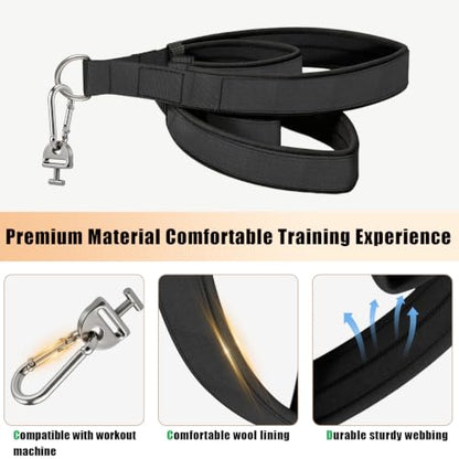 Pilates Loops Compatible with Tonal Smart Home Gym, Double Loop Soft Lined Pilates Straps with T Lock Adapter, W/Snap Hooks - color: Deep Black