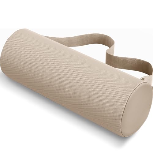 CushZone Memory Foam Lumbar Roll Support Pillow, Large Khaki | Helps Relieve Back Pain & Supports Posture,Adjustable Strap Fits Office,Car & Gaming Chairs,Washable Cover - color: Khaki, size: Long