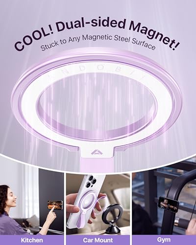 andobil [2026 Unrivaled Stability] Magnetic Phone Grip Holder for MagSafe | Stronger 2-Sided Magnetic Phone Ring Kickstand w/ Silicone Loop MagSafe Accessories for iPhone 17 Pro Max Air 16/15/14/13/12 - color: Purple