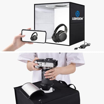 Lightdow 12"x12"x12" Photo Studio Light Box Photography with Desktop Tripod & 120 LEDs (CRI>95), 6 Backdrops - Portable/Dimmable Folding Shooting Tents for Toys/Jewelry/Watches/Cosmetics - size: 12"x12"x12"