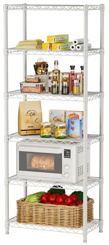 Golpart 6Tier Adjustable Storage Shelves Metal Wire Shelving Standing Shelf - color: White, size: 6-tier-12"Dx22"Wx69"H