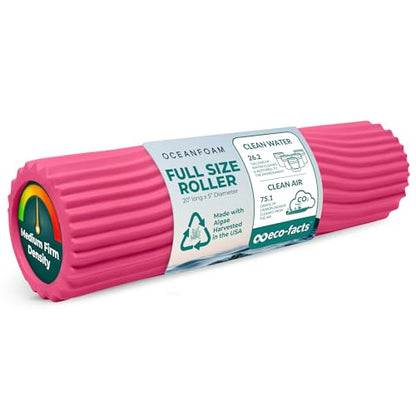 Oceanfoam Tidal Roller - Hot Pink - Muscle Massage Foam Roller for Back Pain & Stretching - Firm and Ergonomic Wide Wave Textured - Yoga, Athletics, & Wellness - Full Size, 20" x 5" - color: Hot Pink