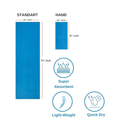 Yoga Towel, Non Slip Hot Yoga Mat Towel with Corner Pockets, Sized 25"x73", 100% Microfiber Sweat Absorbent, Perfect for Hot Yoga, Bikram, Pilates and Yoga Mats (Blue) - color: Blue