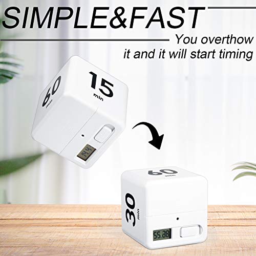 Weewooday Cube Timer, Gravity Sensor Flip Timer for ADHD, White - color: White