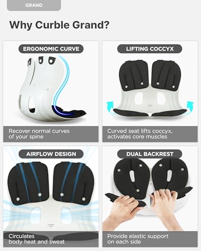 curble Grand Cover Set – Ergonomic Back Support, Washable & Detachable Cushion Cover Grand (Black) - color: Set Black