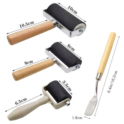 8 Pack Rubber Roller - Brayer Rollers with 3 Size for Crafting Brayer Rollers for Printmaking Brayer Tool Paint Brush Ink Applicator Art Craft Oil Painting Tool 2.4 in,4 in,5.91 in (8 Pack) HRJZF