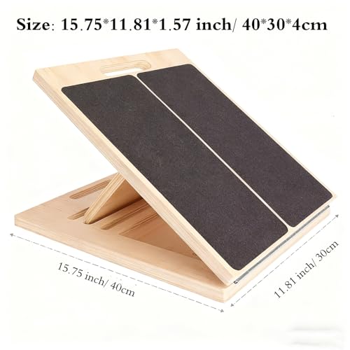 Adjustable Wooden Slant Board for Calf Stretching, Incline Exercise Stretcher for Ankle, Heel, Knees & Leg Mobility – Portable Wedge Equipment for Squats