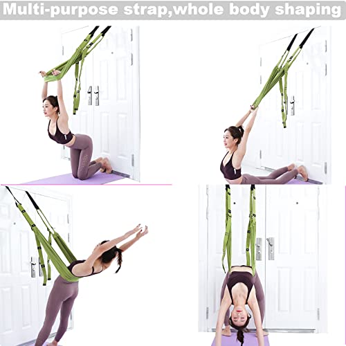 Tchrules Leg Stretcher Strap, Backbend Training Belt with Door Anchor, Flexibility Trainer Stretching Equipment Assist Stretch Strap for Fitness Gymnastics Dance Aerial Yoga Ballet - color: Green