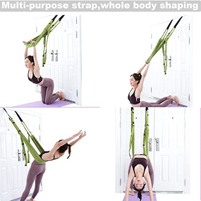 Tchrules Leg Stretcher Strap, Backbend Training Belt with Door Anchor, Flexibility Trainer Stretching Equipment Assist Stretch Strap for Fitness Gymnastics Dance Aerial Yoga Ballet - color: Green