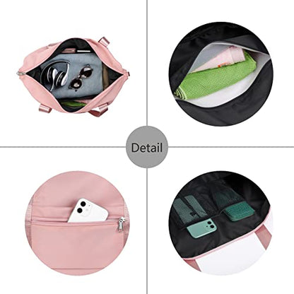 NPBAG Women Travel Duffel, Multi Functional Large Expandable Weekender Carry-on Tote, Gym Workout Overnight Bag, Mommy Hospital Bag for Labor and Delivery - color: Basic-Polka Dots, style: Basic Version
