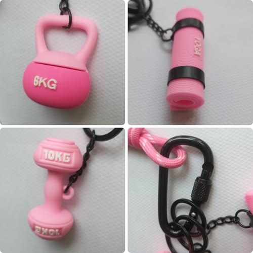 Fitness Keychain Barbell Dumbbell Keychain Bag Purse Charms Gym Lovers Fitness Enthusiast Gift Bag backpack Charms - color: Pink-yoga