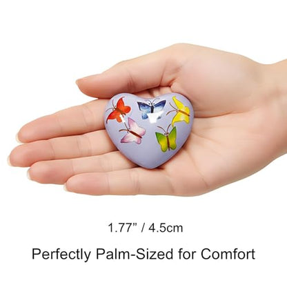 2 Pcs Heart Shaped Meditation Chime Bell Set, 1.77'' Hand-Painted Stainless Steel Hand Chimes for Anxiety Relief and Calm, Decorative Healing Bells with Cotton Pouches - Whimsical Nature
