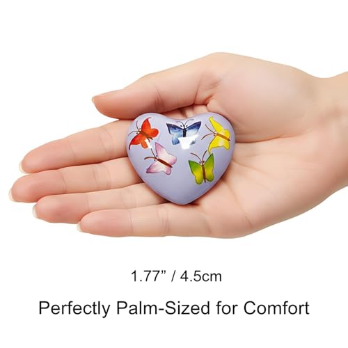 2 Pcs Heart Shaped Meditation Chime Bell Set, 1.77'' Hand-Painted Stainless Steel Hand Chimes for Anxiety Relief and Calm, Decorative Healing Bells with Cotton Pouches - Whimsical Nature