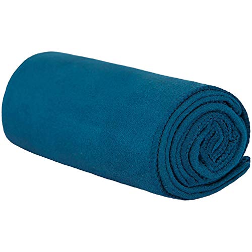 Shandali GoSweat Non-Slip Hot Yoga Towel with Super-Absorbent Soft Suede Microfiber in Many Colors, for Bikram Pilates and Yoga Mats. - color: Evening Blue, size: 26.50" x 16.00"