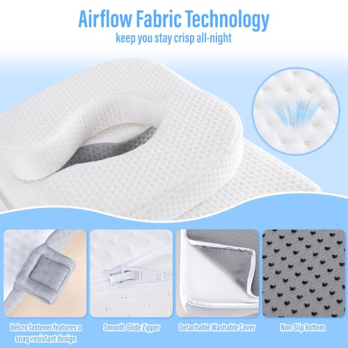 LEBENGURU Face Down Pillow for Eye Surgery Recovery, Memory Foam | Removable washable cover, Prone Massage Pillow for Sleeping & Stomach Sleepers, BBL Pillows for Bed with Non-Slip