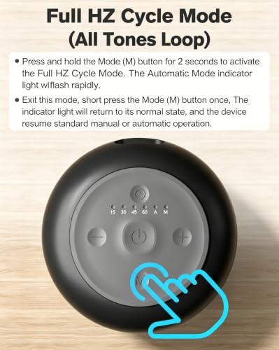 NDLT Portable Electronic Tibetan Singing Bowl, 8 Healing Frequencies (369-963Hz), Auto & Manual Modes, Vibration Therapy with Timer, USB-C Rechargeable Meditation Device for Yoga, Relaxation and Reiki - color: Black HZ