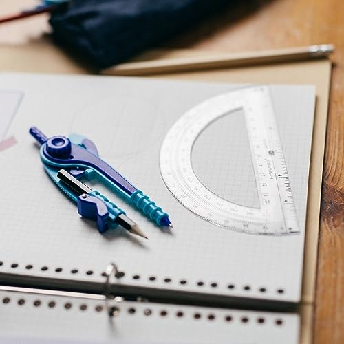 Fiskars 2-Piece Plastic Compass & Protractor Set, Color May Vary | Math Geometry Kit for Kids 8+, Back to School Supplies, Includes Pencil