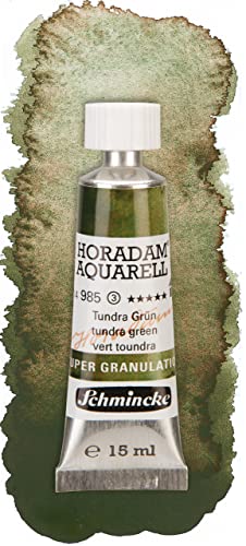 Schmincke - HORADAM® AQUARELL, Super Granulation, 14 985 006 Tundra Green, 15 ml tube, very strong granulating colors, finest, super granulating watercolors | 15 ml - color: 985 tundra green, size: 0.51 Fl Oz (Pack of 1)