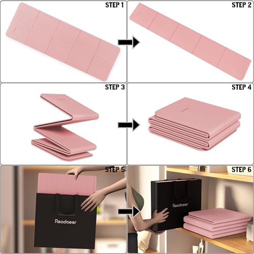 Readaeer Foldable Yoga Mat for Travel Folding Yoga Mat 6mm Thick with Carrying Bag, Non-Slip TPE Exercise Pilates Mat for 72" L x 24" W x 0.24 Inch - color: Pink
