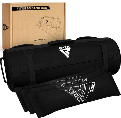 RDX Sandbag for Fitness Weights Training, Unfilled Power Bags with Handles, 5-200 LBs Adjustable Weighted Slam Bag for Strength Powerlifting Running Heavy Workout Home Gym Exercise, Sold AS UNFILLED - color: BLACK, size: 50 TO 125 LB