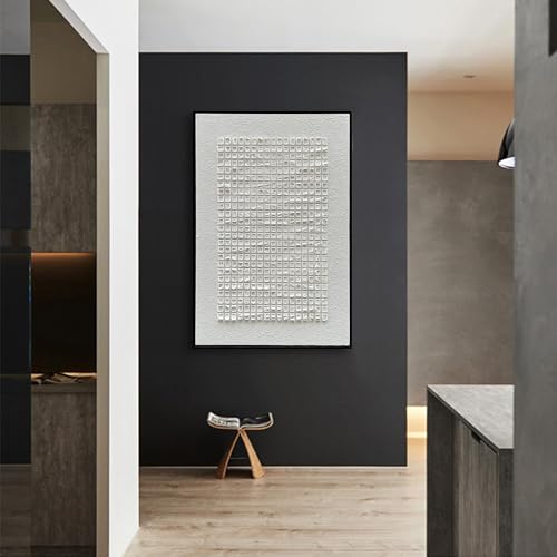 NANKAI Art White Texture Abstract Art Oil Painting 36x24 Inches Contemporary Minimalist Art Large Home Wall Decoration - color: Nkhb275
