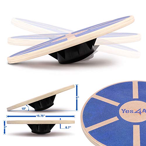 Yes4All Versatile Wooden Wobble Balance Board, Balance Trainer for Mobility Training, Standing Desk, Core Training, Exercise Balance Stability Trainer - color: C. Wooden Balance Board - Blue