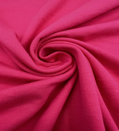 EOVEA - Cotton Spandex Fabric by The Yard - 4 Way Stretch Jersey Knit - Spandex & Cotton T-Shirt Fabric - Lightweight, Breathable - 60" Wide Roll| 10 oz(Fuchsia, 1 Yard) - color: Fuchsia, size: 1 Yard