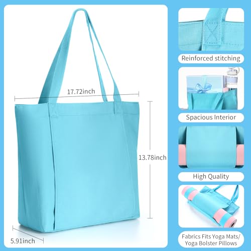 Halloscume Yoga Mat Bag Set for Women Including Yoga Tote Bag (Without Mat) Booty Resistance Bands Non Slip Sports Socks Silicone Ties for Pilates Travel Workout Office Home Gym - color: Green, Blue