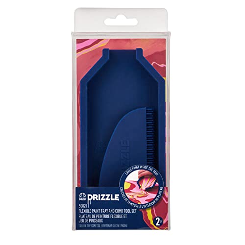 FolkArt Drizzle Flexible Paint Tray and Comb Set, Durable Silicone Tools Perfect for DIY Paint Pouring Arts and Crafts Projects, 50829 - style: Tray and Comb Set