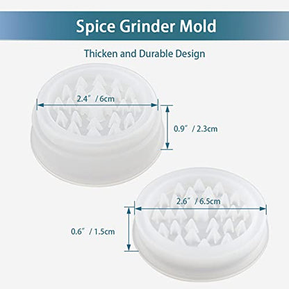 FONUNO Silicone Resin Casting Molds Pack of 5 | Epoxy Resin Molds with Large Rolling Tray & Herb Grinder Mold for DIY Resin Craft & Storage, Flexible and Reusable
