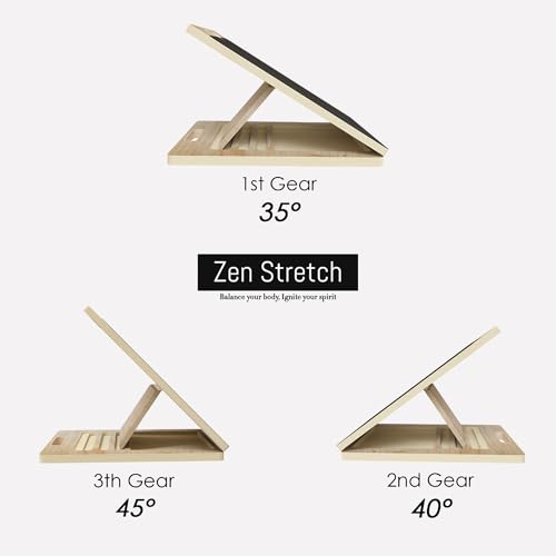 Wooden Slant Board for Calf Stretching & Squats, Adjustable Incline Board for Physical Therapy - Squat Wedge Block Alternative - Portable & Lightweight - Equipped with Anti-Slip Replacement Pads