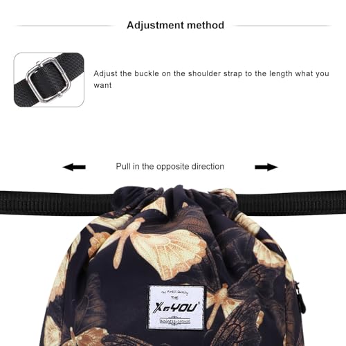XEYOU Drawstring Backpack Bag Sport Gym Sackpack Beach Cinch Bag | Lightweight Swimming Bag, Water-Resistant Fabric, Travel Daypack for Women and Men - color: Butterfly