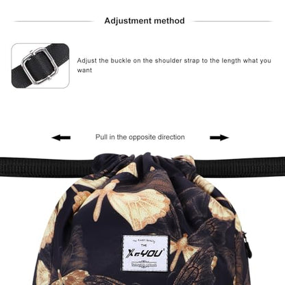 XEYOU Drawstring Backpack Bag Sport Gym Sackpack Beach Cinch Bag | Lightweight Swimming Bag, Water-Resistant Fabric, Travel Daypack for Women and Men - color: Butterfly