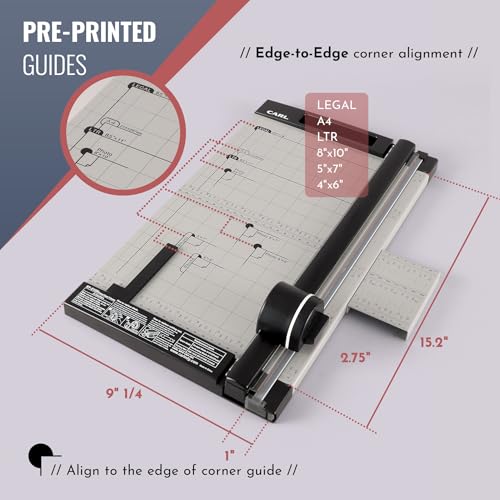 Carl, Professional Rotary Paper Trimmer 15-inch, 15 Sheet Cutting Capacity, Black and Silver - size: 15-inch