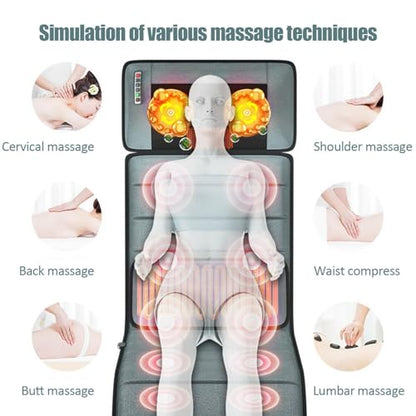 Full Body Massage Mat with Heat | 3D Lumbar Traction & Relaxation | Shiatsus Neck Massager with Massage Points | Electric Massage Pad with Timer | Body Stretching & Circulation fit 1.4 m-9.m