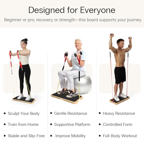 StrongTek Wooden Slant Board & Resistance Training Board Set – Adjustable Incline Stretch Board + Bamboo Exercise Platform for Strength, Rehab & Full-Body Workouts